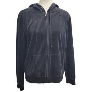 Comfort Zone Womens XL Black PolyCotton Long Sleeve Full Zip Hooded Jacket